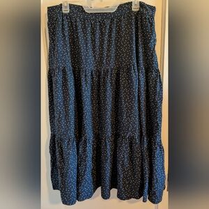 Lauren Conrad Women's Navy Blue And White Polka Dot Maxi Skirt